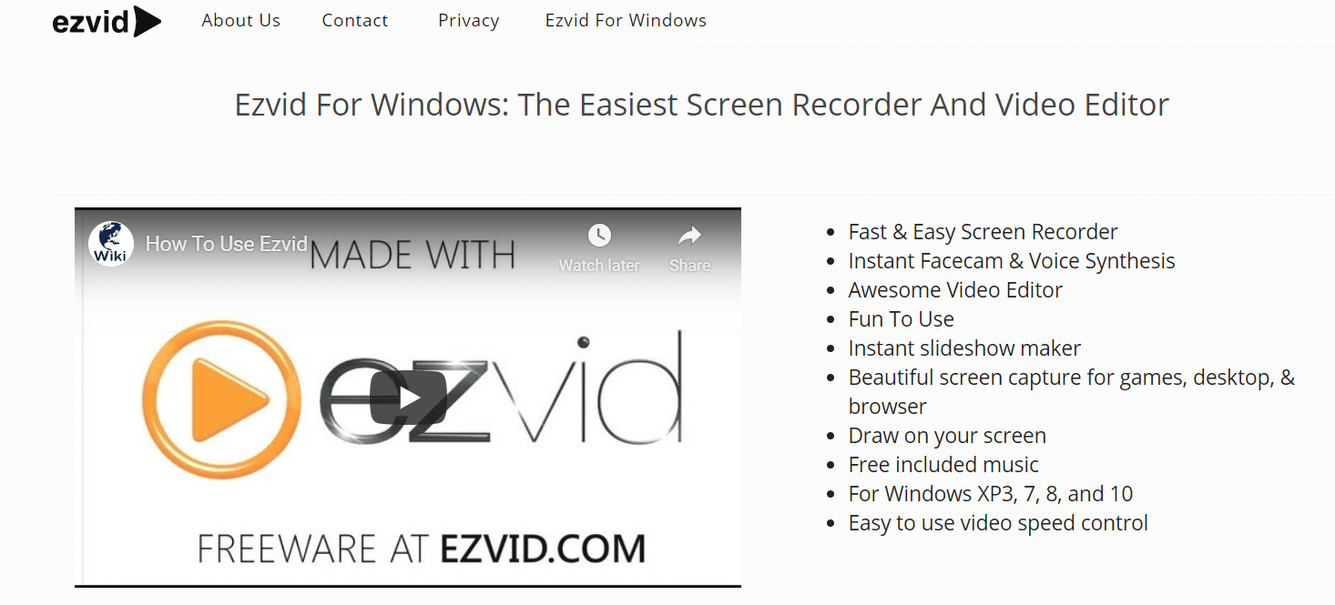 EzVid - Screen Recorder Software For Windows