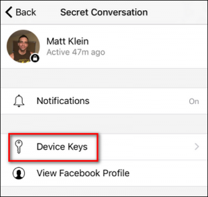 Select the Device Key