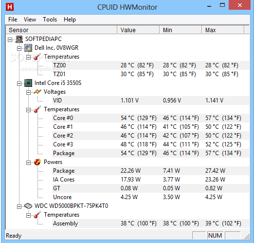 cpu temp monitor windows 10 intel core i3