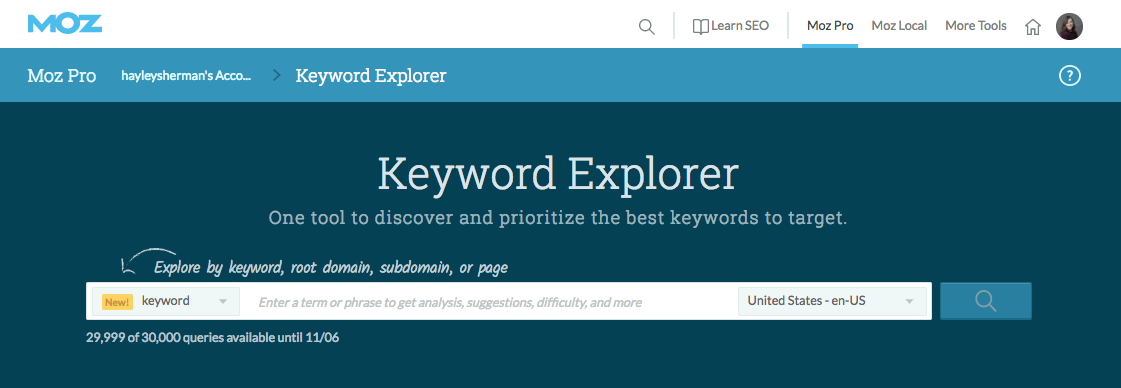 Keyword Explorer by Moz