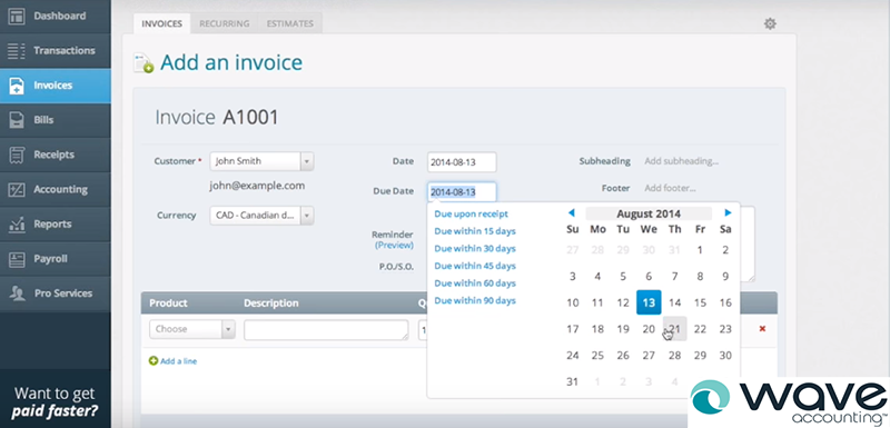 Wave - Cloud Based Free Invoice Software