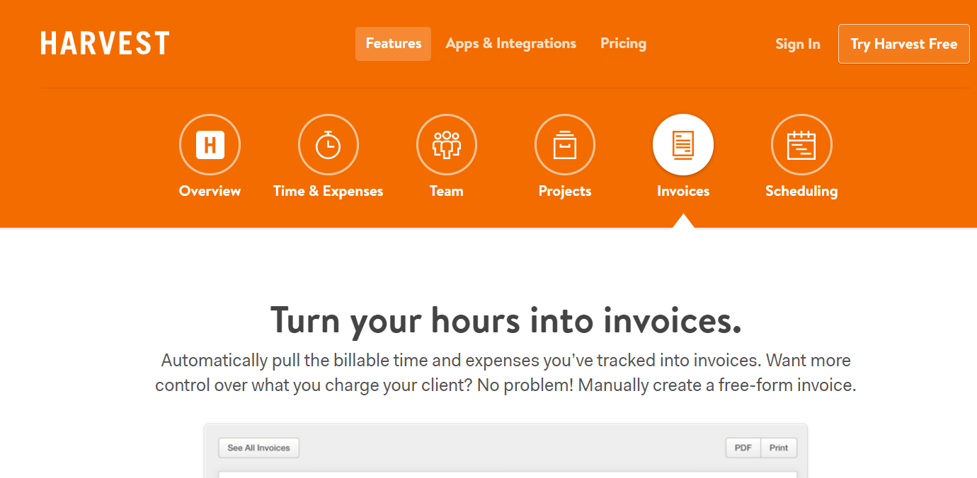 Harvest - Best Invoice Generator Software 