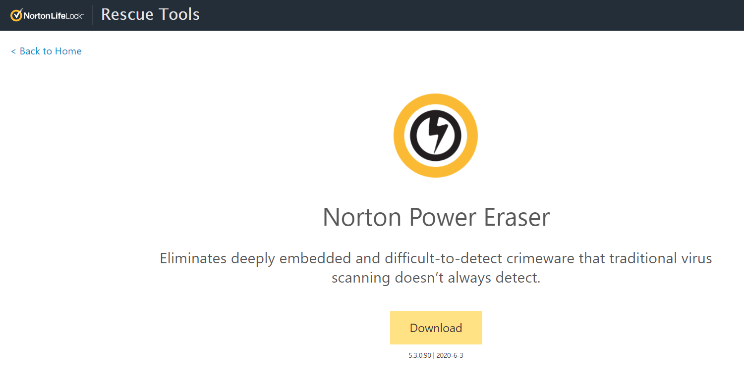 norton power eraser stuck at 100