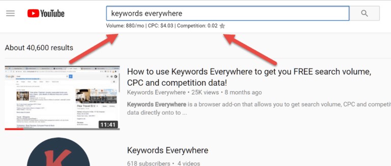 Keywords Everywhere Tool For YouTube Keyword Research