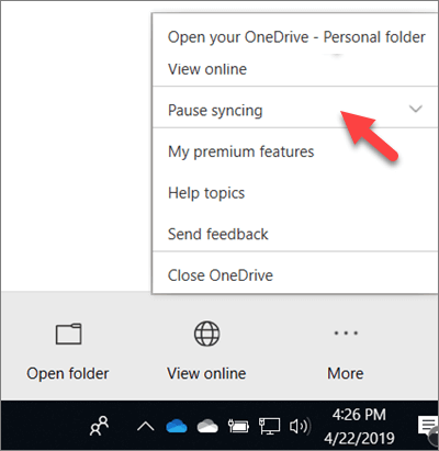 stop onedrive sync