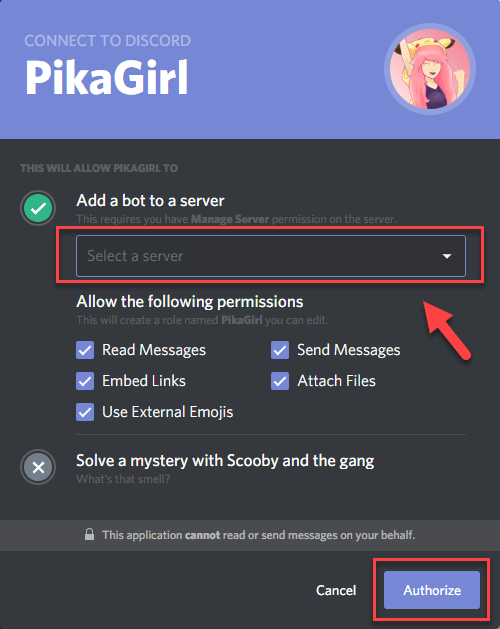 add a bot to discord
