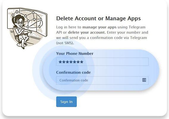 Delete Telegram Account Authorization Step - 2