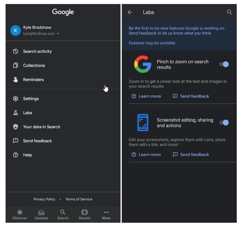  Labs  in Google App Allows Users to Try Experimental Features - 51