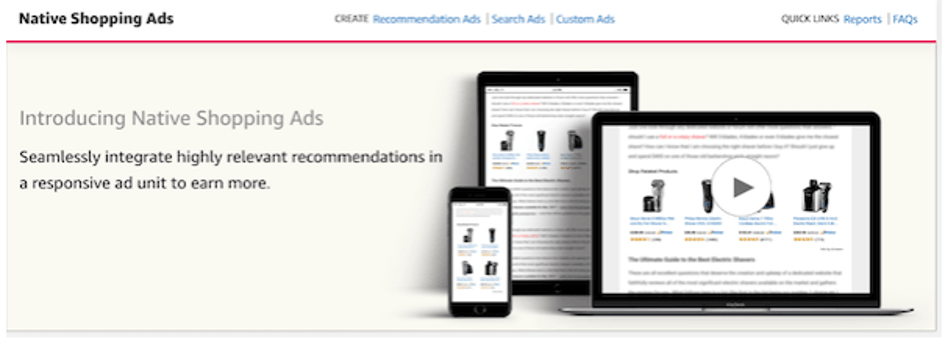 Amazon Associates - Native Shopping Ads