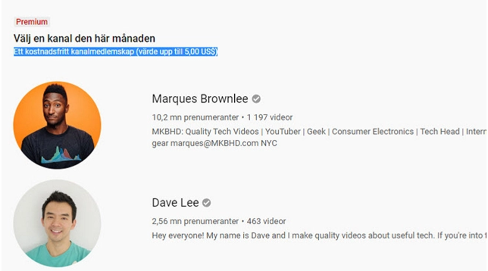 YouTube Premium Channel Subscription Perk