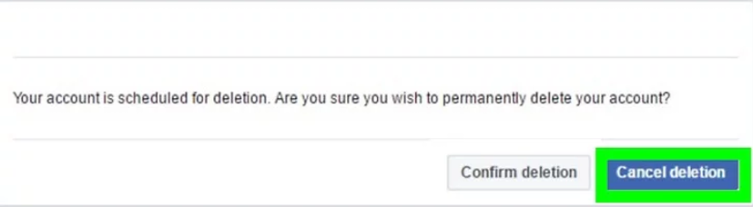 Cancel Deletion Facebook Account