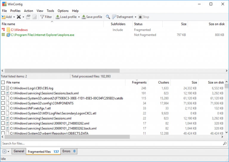 how to use wincontig to defragment file