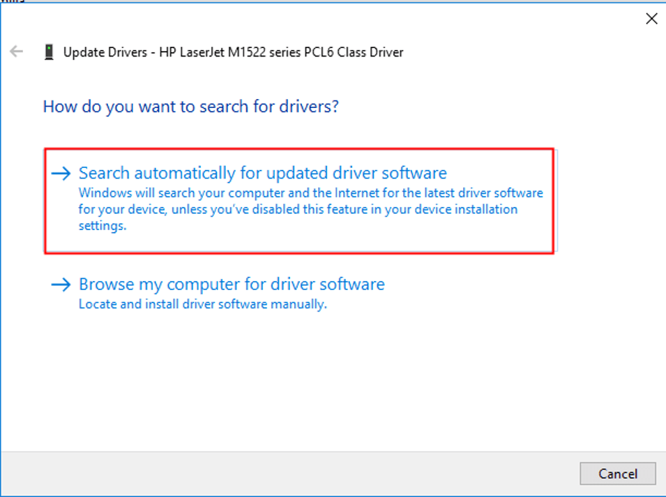 Search Automatically For Updated Driver Software