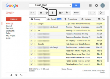 my inbox mail is also sent to my trash in gmail