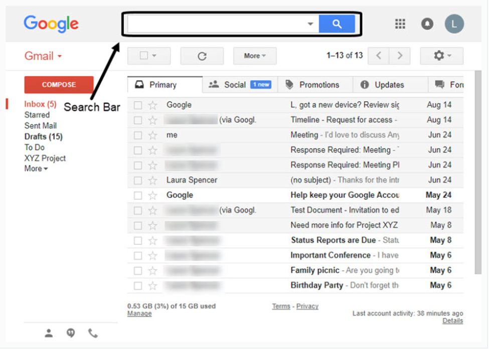 Open Your Gmail Account and Look Out For the Search Box