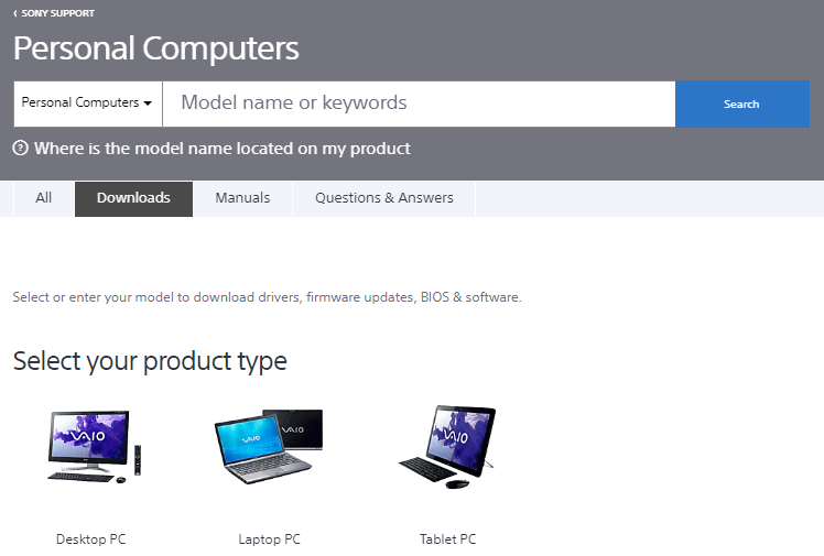 Enter Product Name Or Model Name In Box and Then Click On Search
