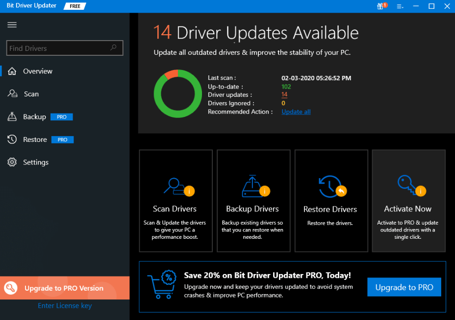 Bit Driver Updater Tool - Scan the drivers