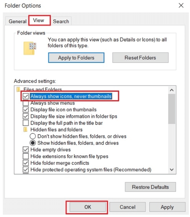 Select the View tab & then Check Mark For Fixes Zerp Day Vulnerability in Windows