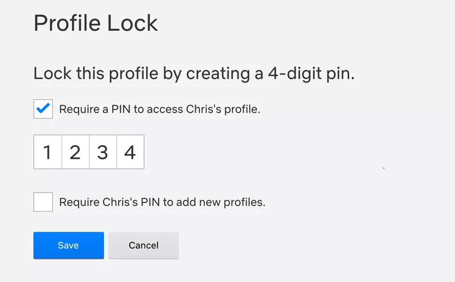 check the box to ‘Require a PIN to access the selected profile to Set Up PIN Lock on Netflix Profile