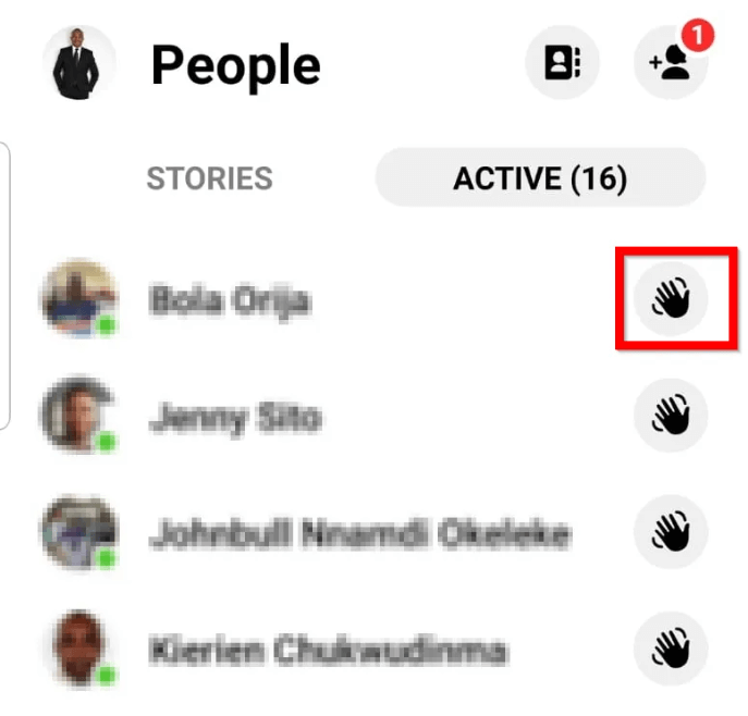 Click on the Hand Icon to Wave at a Friend