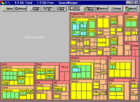 SpaceMonger - Best Free Disk Space Analyzer tool