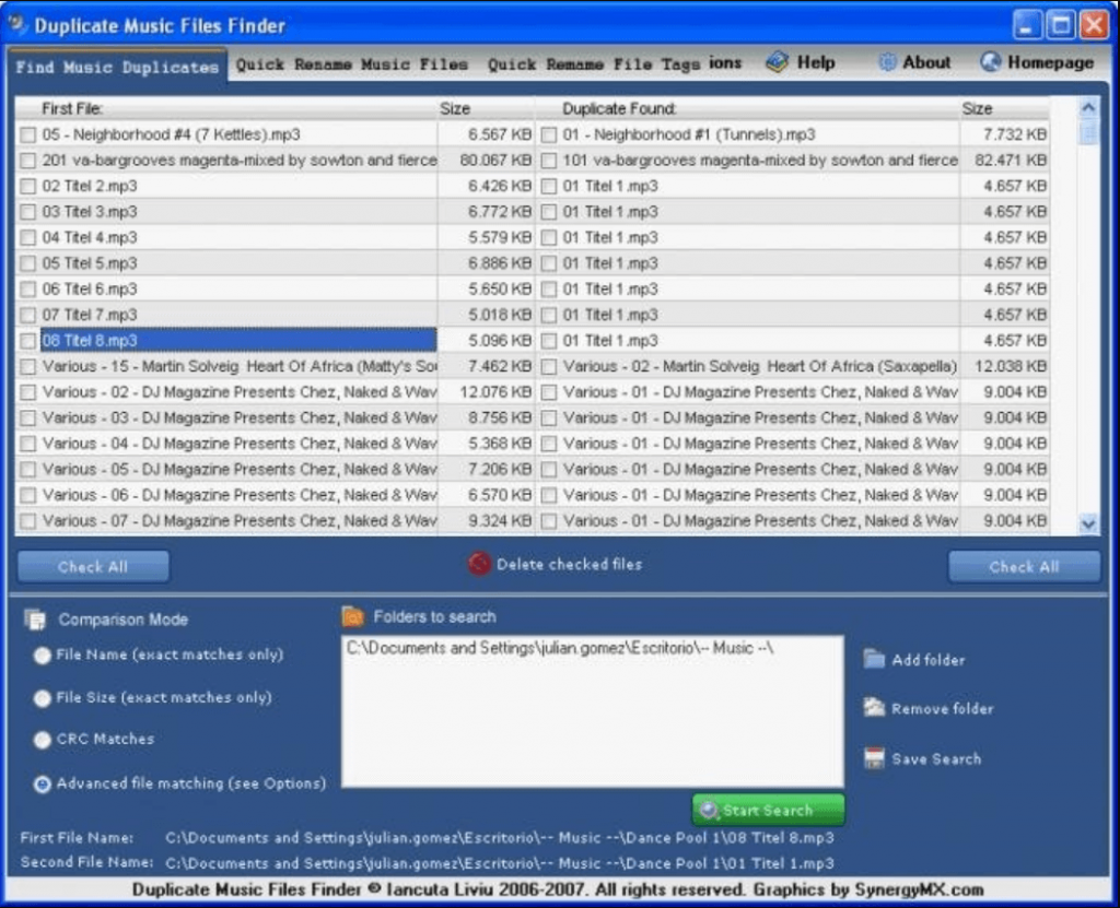 duplicate music files finder free