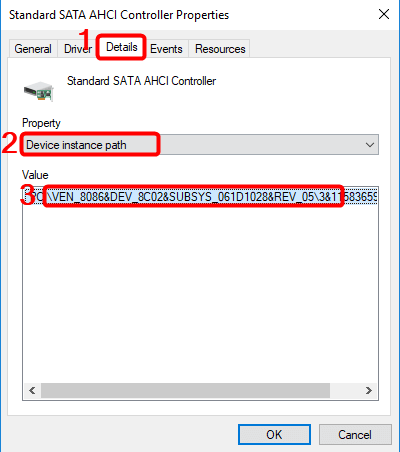 Standard SATA AHCI Controller Properties