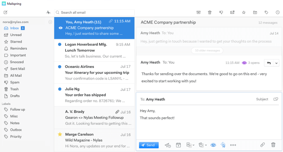 gmail with mailspring