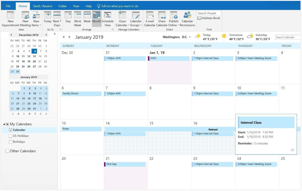 Kalender Microsoft Outlook untuk Windows 