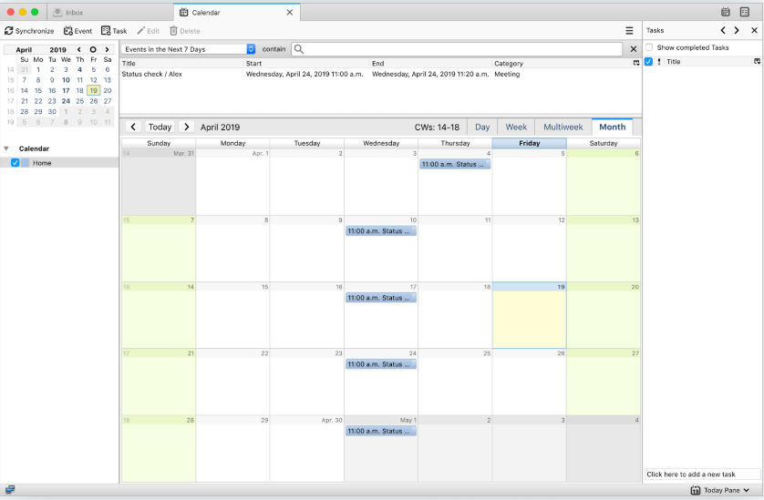 Aplikasi kalender petir Thunderbird untuk Windows 