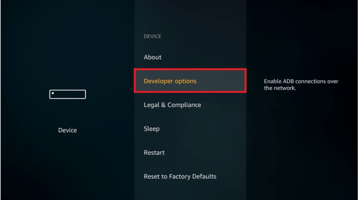 choose Developers option