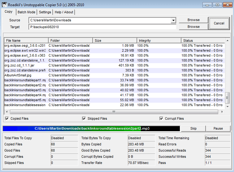 windows copy log