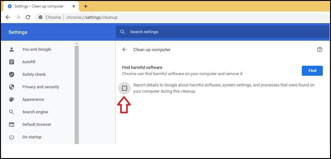 Disable Software Reporter Tool Using Chrome Settings - 2