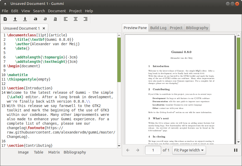 Gummi - LaTeX Text editor