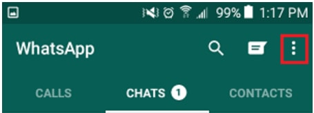 WhatsApp 3-dot menu