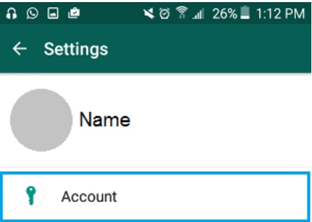 WhatsApp Account option