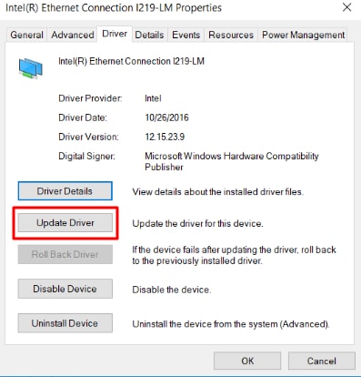 Steps to update network drivers