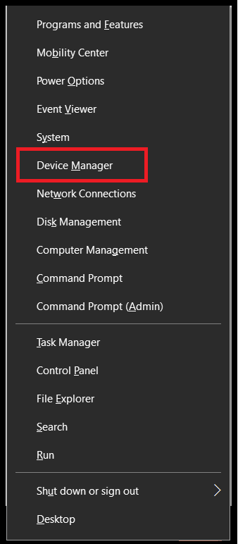 Open Quick Access Menu Then Click On Device Manager Option