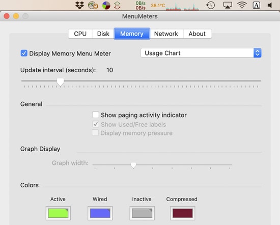 MenuMeters Mac temperature monitor software