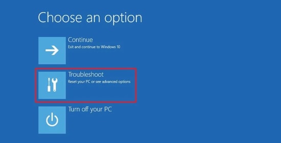 click on the Troubleshoot button