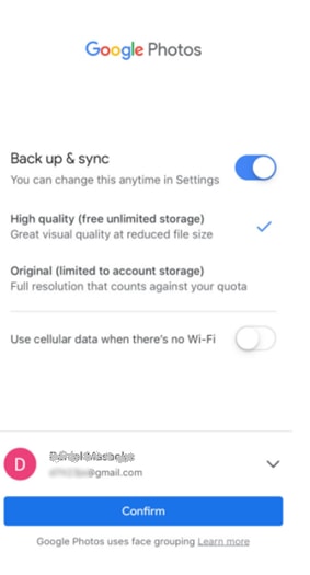 Google Photos Backup and Sync Settings