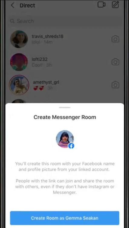 Create Messenger Room From Instagram