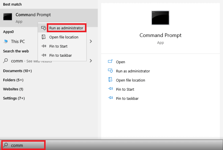 Type command prompt inside the Windows search