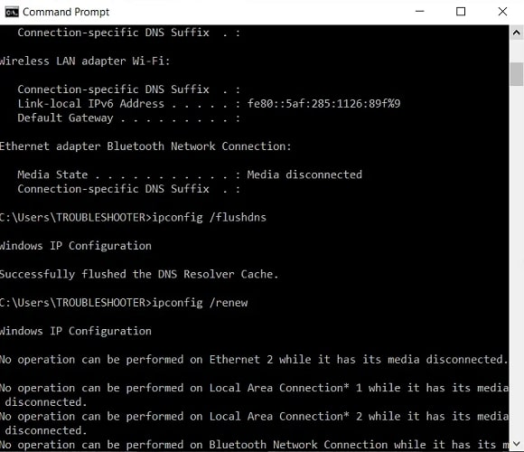 ipconfig command in command prompt