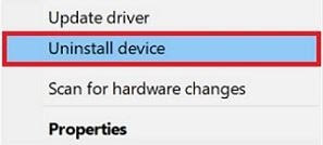 Choose Uninstall Device