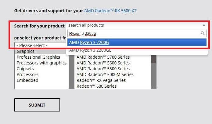 Search For AMD Ryzen 3 2200g Drivers