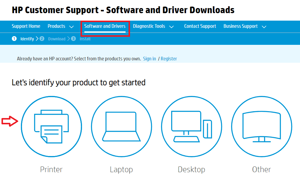 Click On Printer Category When Asked To Identify Your Product