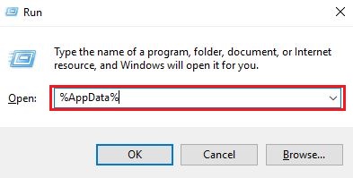 Type %AppData% in Run Utility