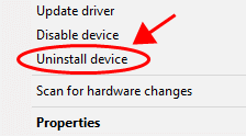 Choose Uninstall Device