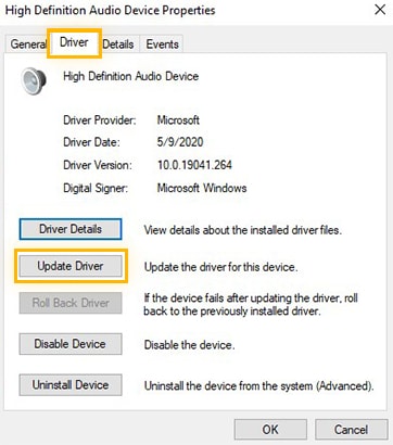 update audio drivers windows 10